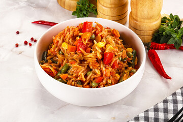 Mexican spicy rice with vegetables