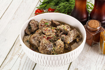 Roasted chicken liver with cream