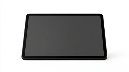 Modern black tablet computer with blank horizontal screen isolated on white background. PNG