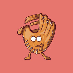 Baseball Glove Character vector illustration. Sports, Mascot design concept.