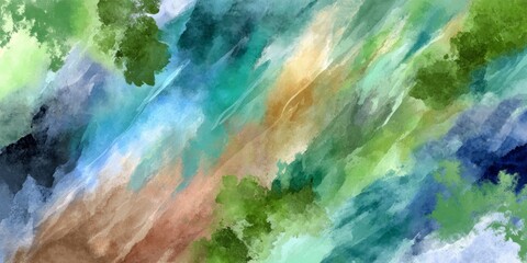 Textured Green and Blue Abstract with Earthy Accents for Wellness and Sustainable Design