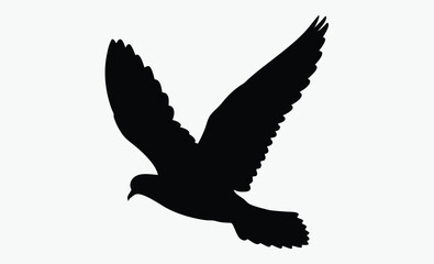Pigeon silhouette, bird icon, vector illustration