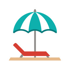 Beach Umbrella Icon Representing Vacation and Relaxation