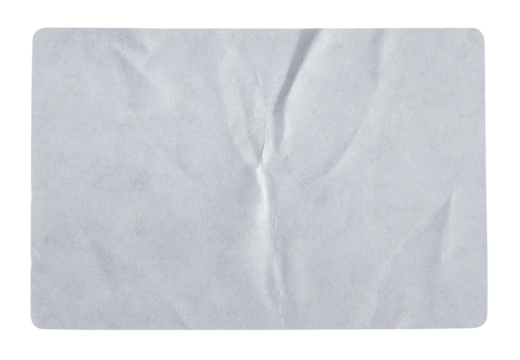 White adhesive glued paper sticker label with transparent background cut out design element