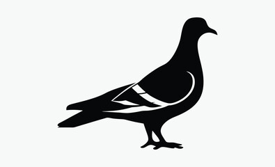 Pigeon silhouette, bird icon, vector illustration