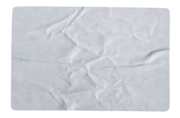 White adhesive glued paper sticker label with transparent background cut out design element