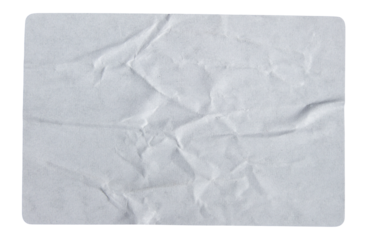 White adhesive glued paper sticker label with transparent background cut out design element