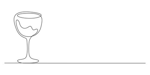 Single line art drawing of a wine glass.