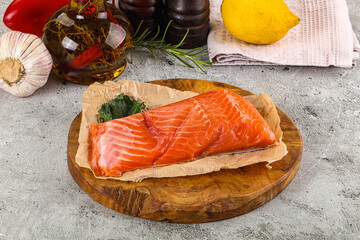 Piece of cut salmon fillet