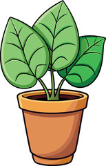 Cartoon Plant Pot Vector Illustration — Cute and Colorful Potted Plant Clipart for Botanical, Nature, Gardening, and Home Decor Design Projects
