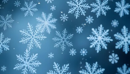 Winter wonderland snowflakes falling nature's beauty close-up serene enchanted atmosphere