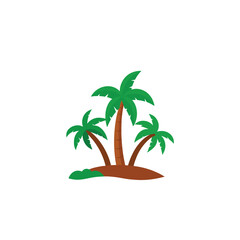 Cartoon Palm Trees Tropical Island Icon Minimalist Beach Vacation Design.