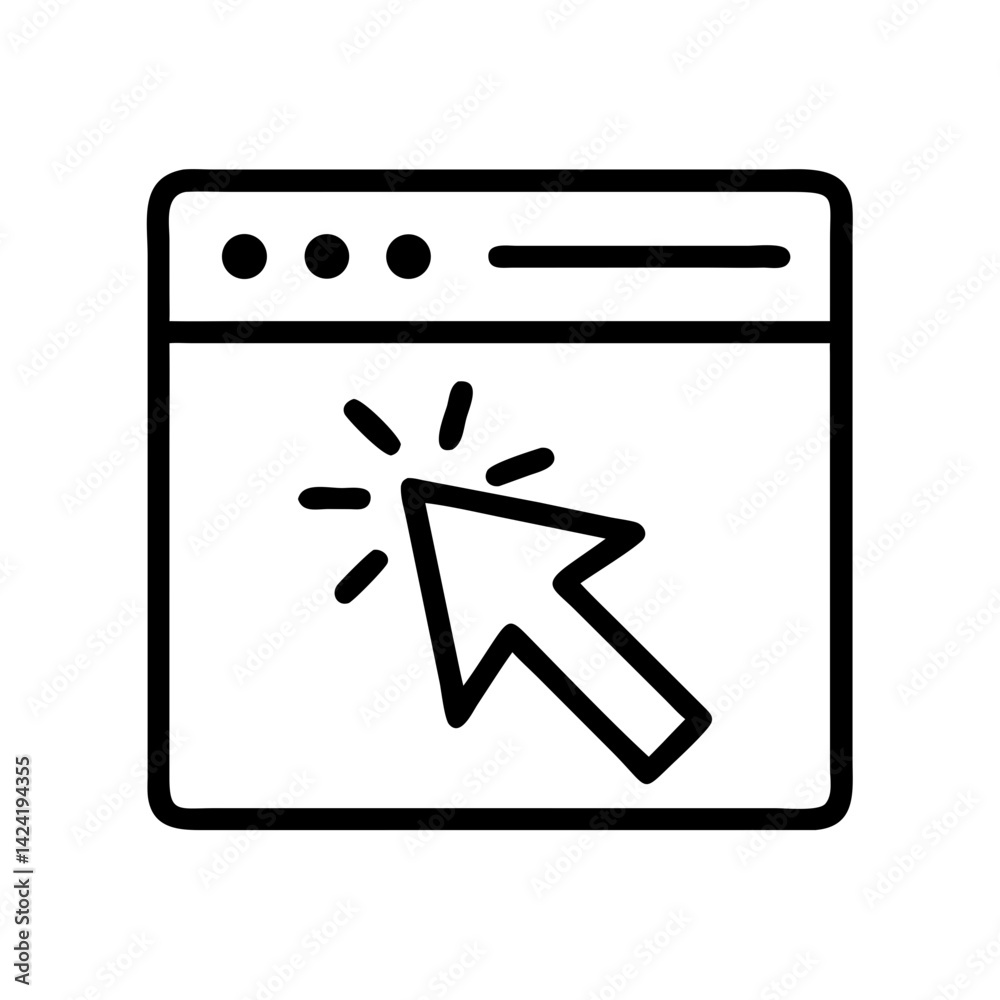 Poster Click Button on Web Page Icon Representing User Interaction or Online Navigation