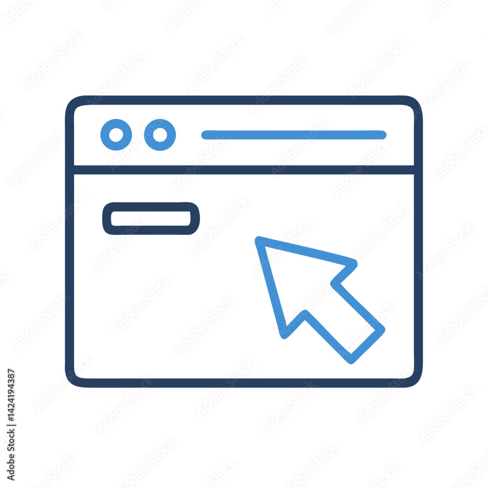 Poster Click Button on Web Page Icon Representing User Interaction or Online Navigation