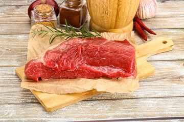 Raw beef flesh for cooking