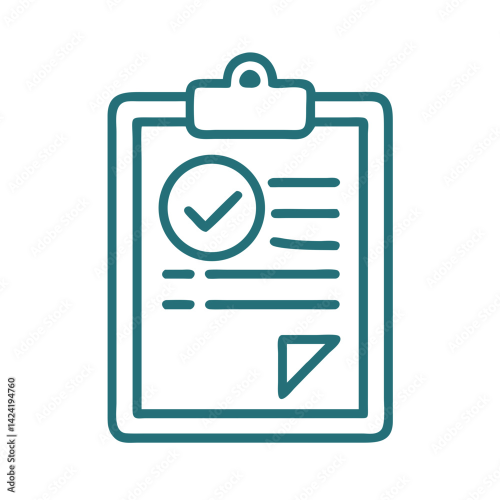 Poster Clipboard with Verified Document Icon Representing Approved Task or Confirmed Report