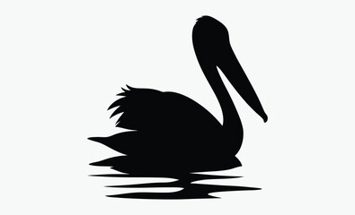 Pelican bird silhouette, flying pelican icon, vector illustration