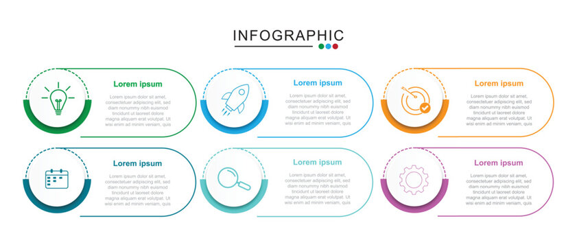 vector infographic design template whit 6 option vector illustration