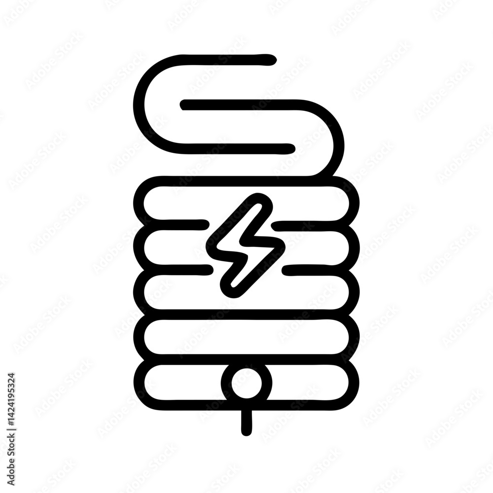 Aufkleber coil with power source icon representing electromagnetic energy or electrical induction
