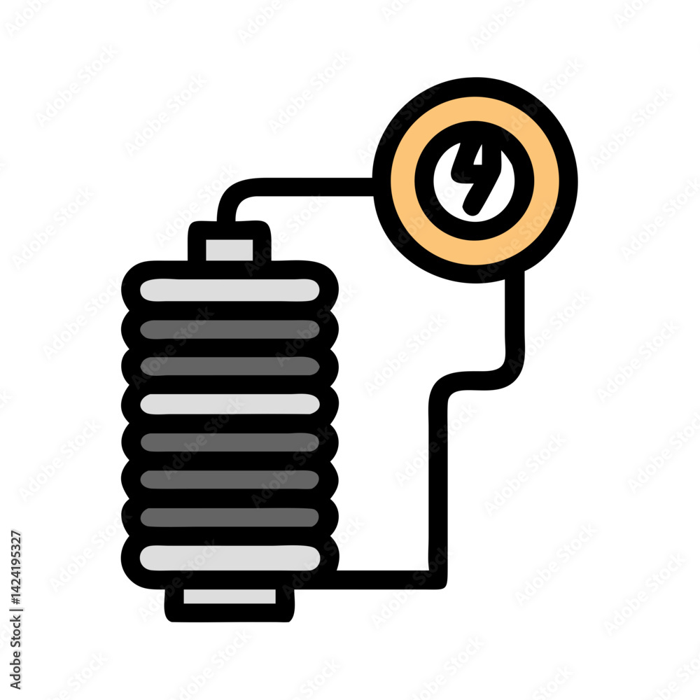 Aufkleber coil with power source icon representing electromagnetic energy or electrical induction