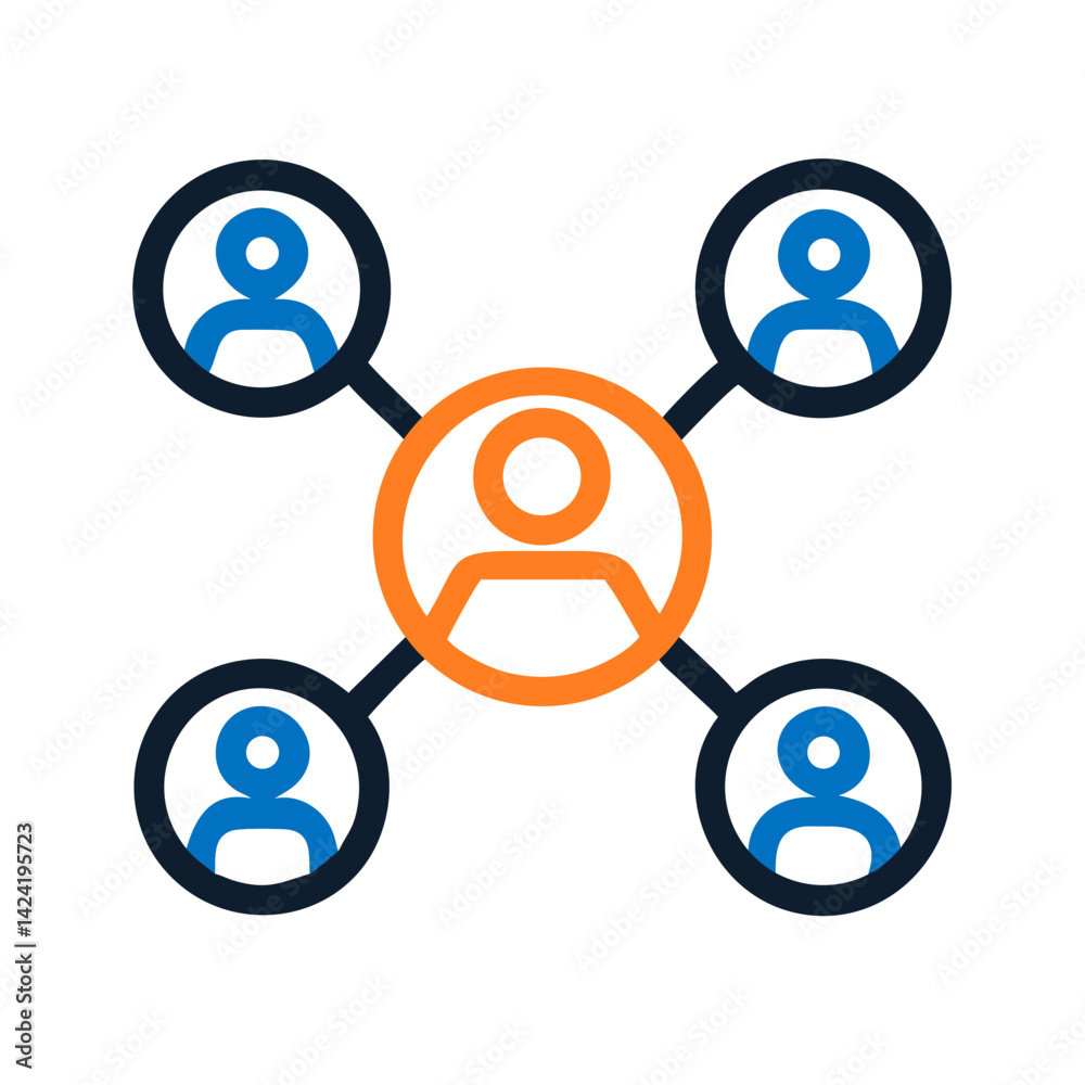 Aufkleber connected people icon representing collaboration or teamwork network