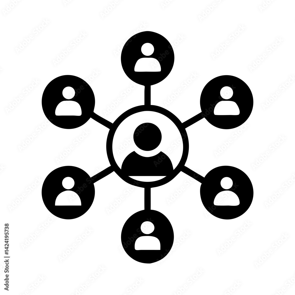 Aufkleber connected people icon representing collaboration or teamwork network