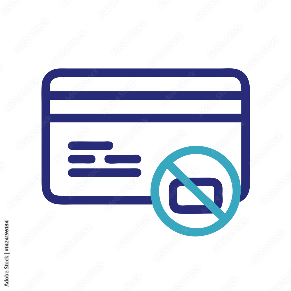 Poster Credit Card with Denied Symbol Icon Representing Payment Rejection or Transaction Failure