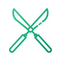 Crossed Pruning Shears Icon Representing Garden Maintenance or Plant Trimming Tools