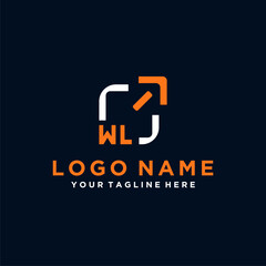 WL initials minimal modern technology logo design