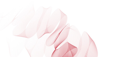 Abstract colorful wavy stripes on white background isolated, minimalistic geometric background with red gradient wavy lines form spiral ribbon. Graphic design template banner, vector illustrator.