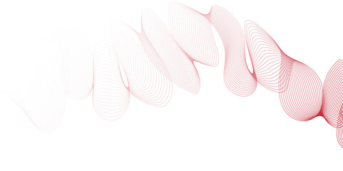 Abstract colorful wavy stripes on white background isolated, minimalistic geometric background with red gradient wavy lines form spiral ribbon. Graphic design template banner, vector illustrator.