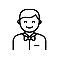 Waiter Icon Outline – Hospitality Staff Vector Illustration