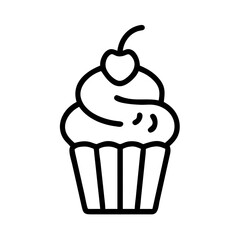 Cupcake Icon Outline – Sweet Dessert Vector Illustration