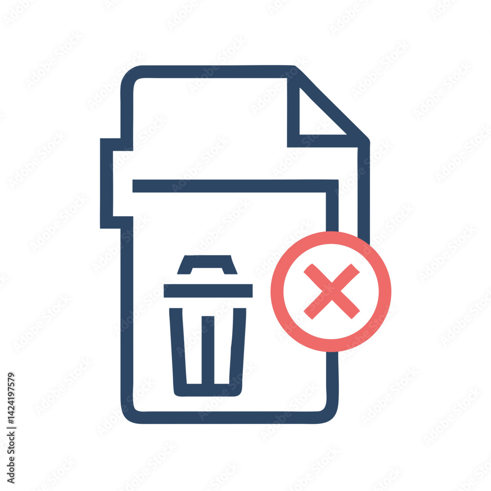 Aufkleber Deleted Document in Trash Icon Representing Removed Files or Data Disposal