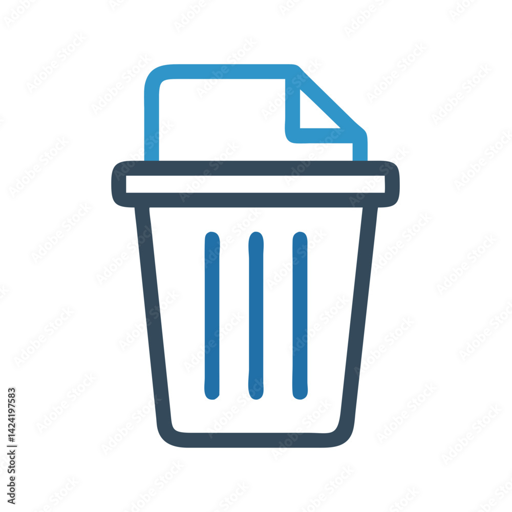 Aufkleber Deleted Document in Trash Icon Representing Removed Files or Data Disposal