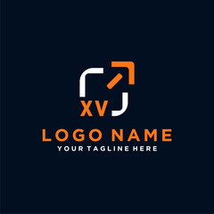 XV initials minimal modern technology logo design
