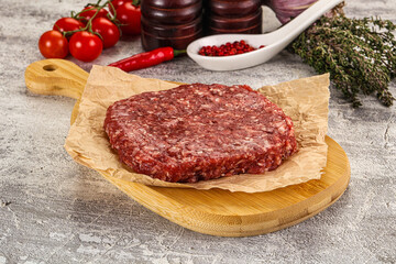 Raw beef burger cutlet for grill