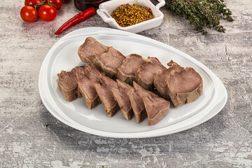 Sliced boiled pork tongue snack