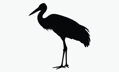Stork silhouette, flying stork icon, bird vector illustration