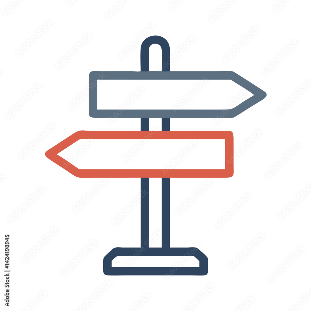 Poster Direction Signpost Icon Representing Route Guidance or Navigation Assistance