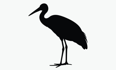 Stork silhouette, flying stork icon, bird vector illustration