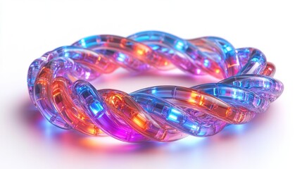 Colorful LED string lights coiled into a ring shape.