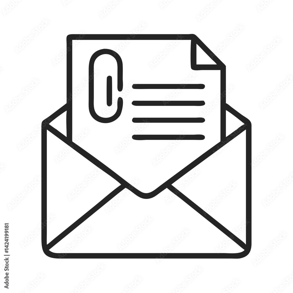 Leinwandbilder document envelope with attachment icon representing mailed files or official correspondence