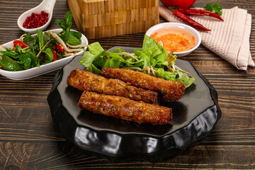 Fried Vietnamese spring roll with special sauce