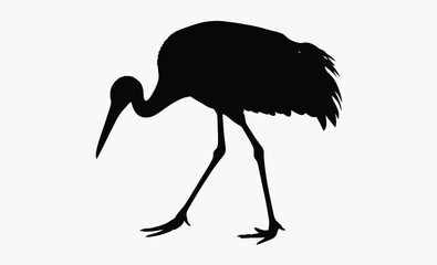 Stork silhouette, flying stork icon, bird vector illustration