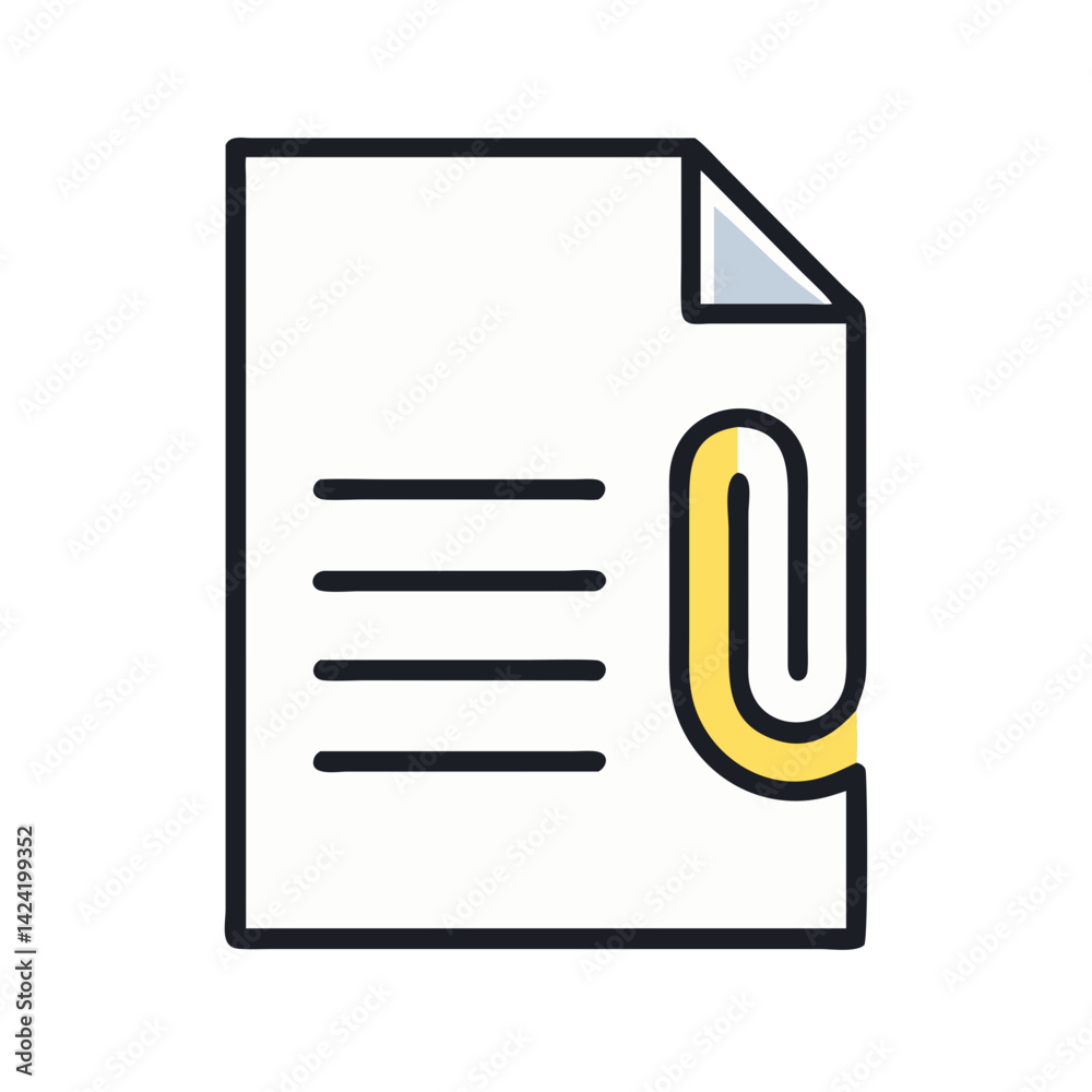 Fototapete Document Sheet with Paperclip Icon Representing Attached Files and Organization