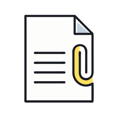 Document Sheet with Paperclip Icon Representing Attached Files and Organization