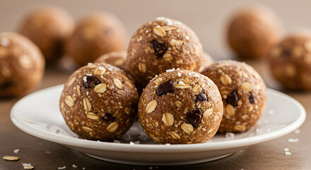 Close Up Of Delicious Energy Protein Balls Made With Oats And Chocolate