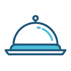 Obraz premium Food Tray with Cover Icon Representing Room Service and Hospitality