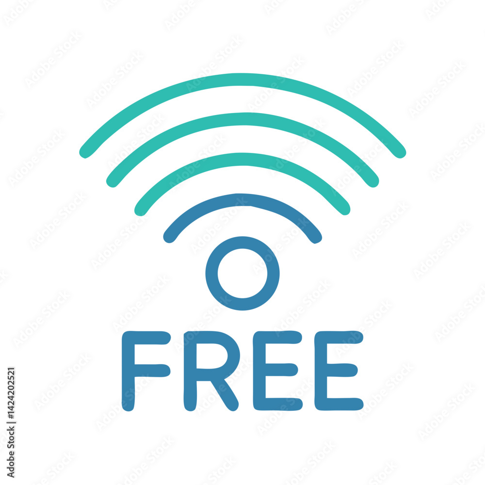 Poster free wi-fi icon representing public internet access and connectivity